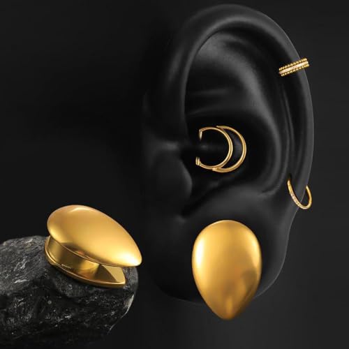 Earblity 1 par de calibres fofos como lágrima 3 cores alargadores de orelha de aço inoxidável 316 al
