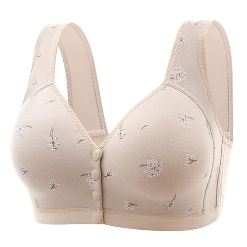LXGKEKSKG Sujetador para mujer con hebilla lateral frontal, borde de encaje, sin anillo de acero, movimiento, fruncido sin costuras, ajustado, yoga, dormir, sujetador grande, gris, 46