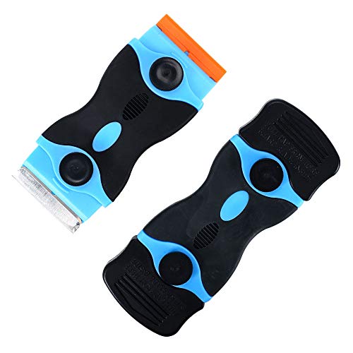 KAILEE 2pcs Rasqueta Vitrocerámica Cuchillas Acero Inoxidable y Plastico Rascador Vidrio Espatula Vitroceramica Rascavidrios para Eliminación de Pegamento Pintura Calcomanías Tinte