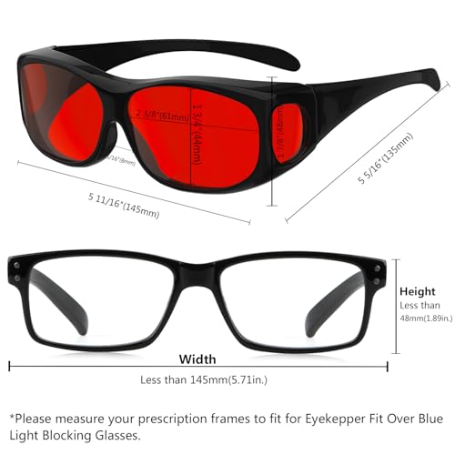 Image of Eyekepper Red Lens Blue Light Glasses Men,Fitover Blue Light Blocking Glasses Women, Red Light Glasses Eye Protection - Black