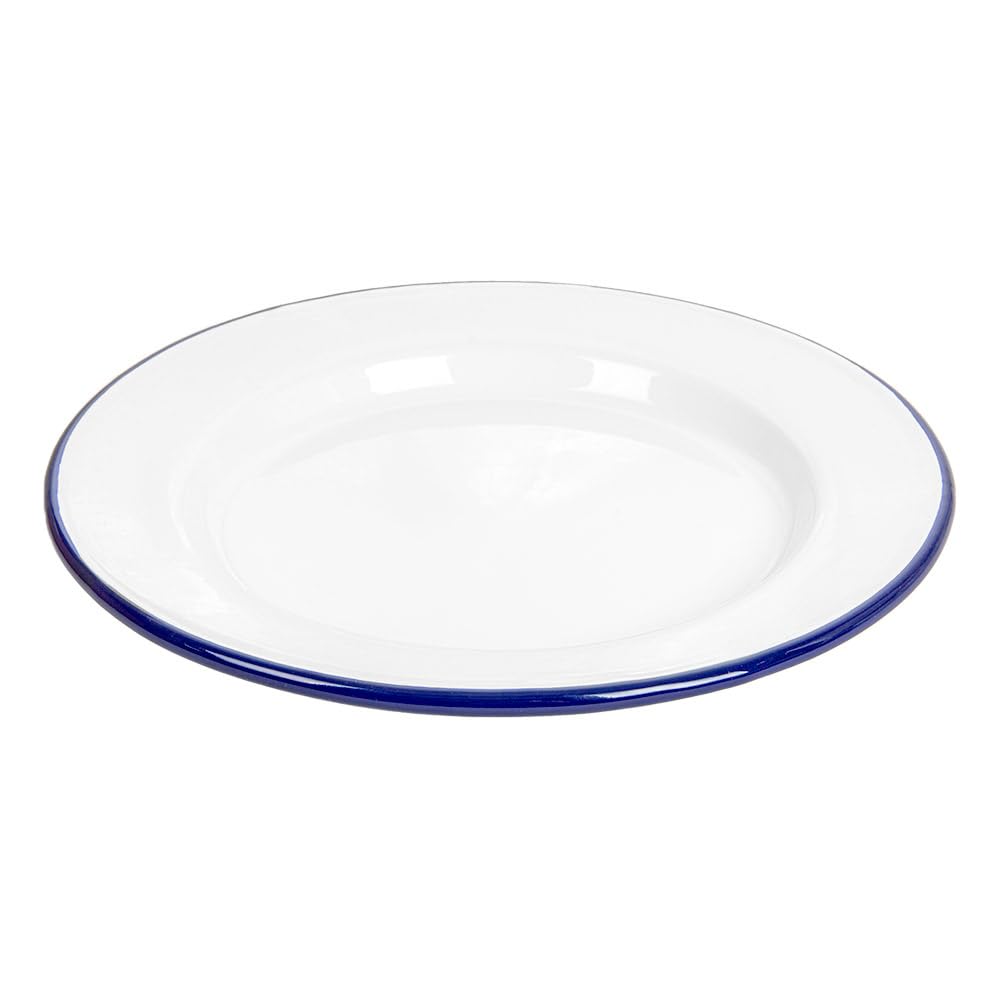García de Pou 6 Unités - Assiettes Plates enamelware 25,5 x 2 cm Blanc Fer Émaillé