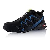 Fusskleidung® Damen Herren Wanderschuhe atmungsaktive Trail Running Trekkingschuhe Schwarz Schwarz Blau EU 45