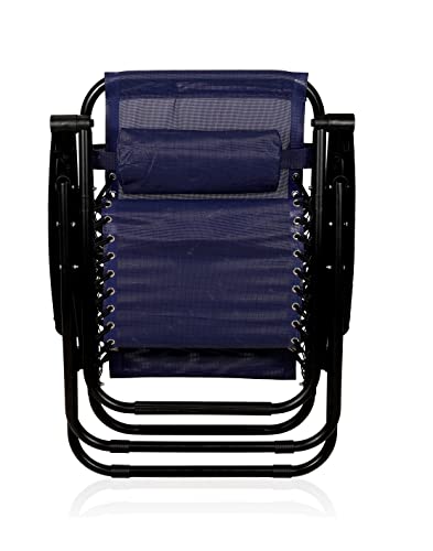 Image of Ash & Roh Zero Gravity Lawn Chair Anti Gravity Lounge Adjustable Recliner Pillow Outdoor Camp Chair for Poolside Backyard Beach, Support (Navy Blue)