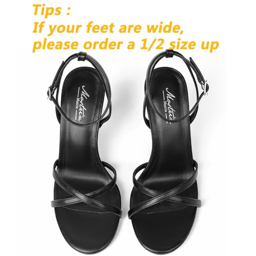 Image of Mostrin Strappy Heels for Women Ankle Strap Heels Women's Heeled Sandals for Party Prom Wedding