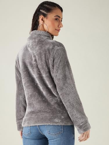 Image of Modeve Women Solid Full Sleeve Fur Standard Length Jacket For Winter