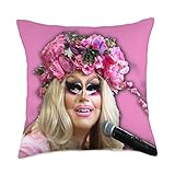 oh honey trixie Trixie Drag Pink Floral Queen Flower Crown Throw Pillow, 18x18, Multicolor