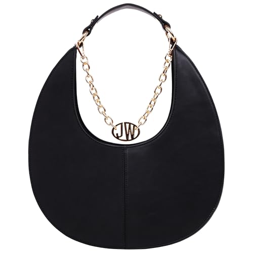 Jason Wu Shoulder Bag, Smooth and Suede Purse, Chain Logo Accent, Magnetic Closure, Black2