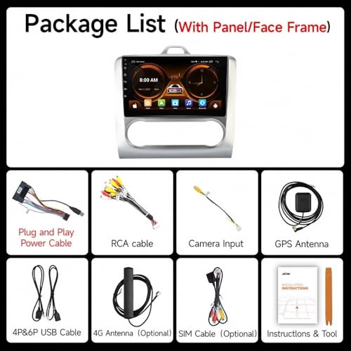Radio de coche 2 DIN Ford Focus 2004-2011 pantalla Android Auto Carplay inalámbrico Mirror Link 7