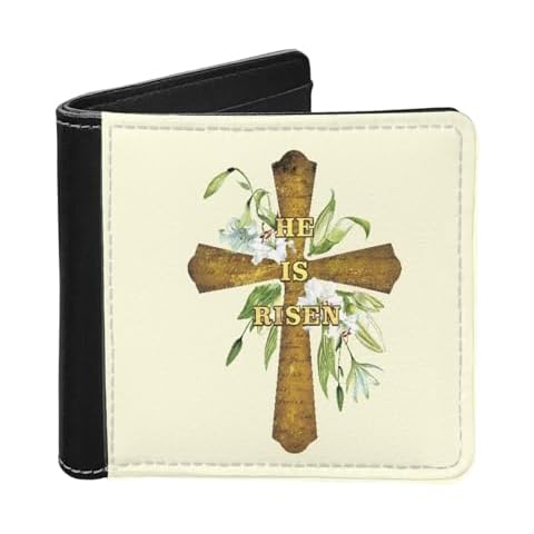 HUIACONG Easter Cross Floral Slim Wallet Cover