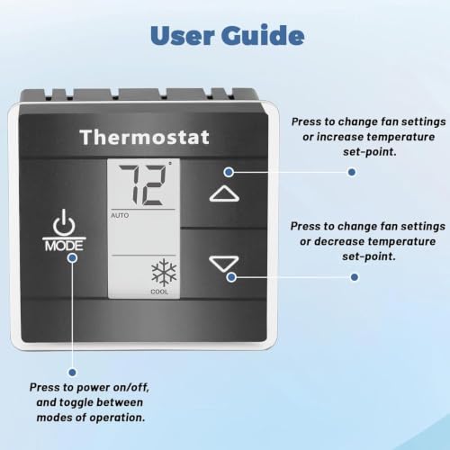 Image of 3316250.712 RV Single Zone Thermostat Compatible with Dometic RV Air Conditioner - Capacitive Touch Control, Digital Display Wall Thermostat for RV, Camper, Travel Trailer