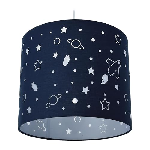 Relaxdays Lámpara colgante para habitación infantil, diseño espacial, 131 x 30 cm, lámpara colgante para niños y niñas, color azul