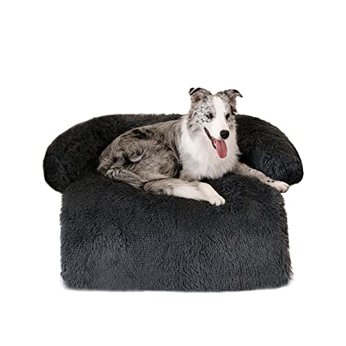Wellyelo Dog Couch Bed Medium Calming Dog Bed Dog Sofa Couch Beds For Medium Dogs And Cats Fluffy Plush Dog Mats For Furniture Protector With Washable Cover (35X31X5, Gray) #TOP15