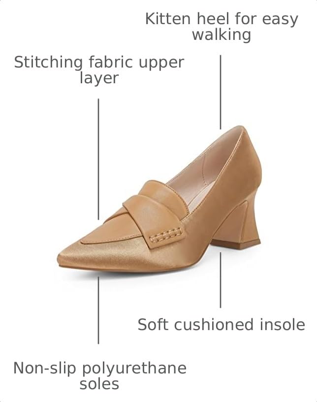 Image of Women's Chunky Block Low Heels Pumps Stitching Retro Work Office Dress Shoes