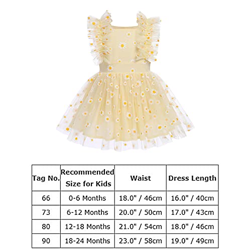 Toddler Baby Flower Girl Ruffle Sleeve Romper Dress Polka Dot Tulle Dresses Shiny Sequins Pageant Princess Wedding Prom Dress Christening Baptism Easter Birthday Dresses Yellow 12-18 Months #TOP5