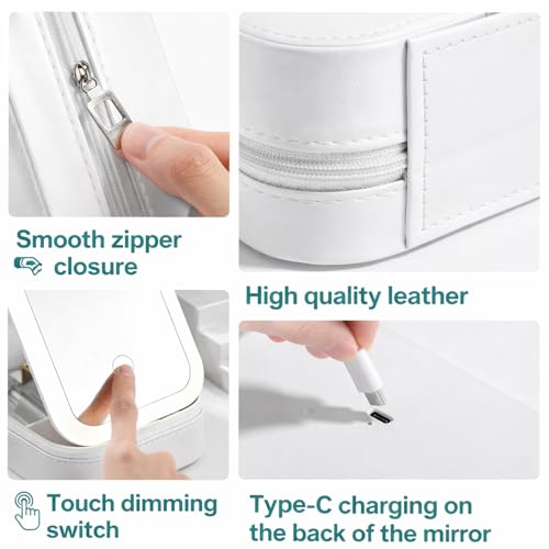Image of SIGNAMIO Compact Makeup Vanity with LED Mirror, Elegant Makeup Mirror with Light, Portable LED Mirror for Makeup, Stylish Vanity Table with Adjustable Lighting for Professional Results
