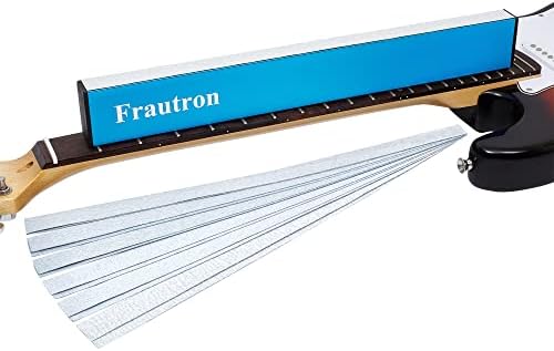 Frautron Guitar Fret Leveling Beam, Aluminum Fret Leveler Sanding Block File Bar, 16" (400mm) Luthier Fretboard Leveling Tool with 2-Set of 120/240/320/400/600/1000 Grit Replacement Sandpaper