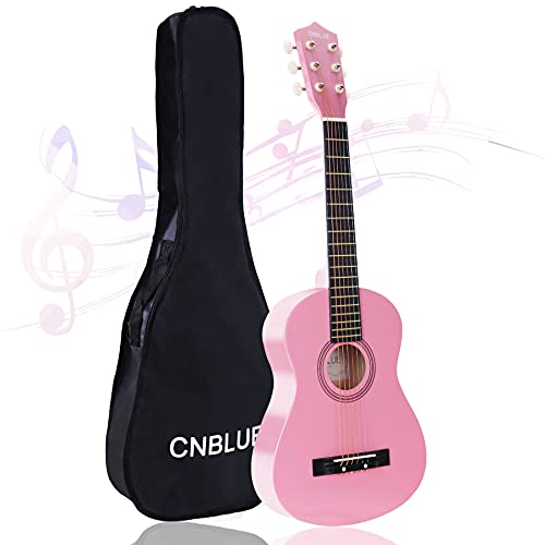 CNBLUE Acoustic Guitar Beginner Dreadnought Acoustic Guitar 30 inch Kids Guitar 1/2 Size Mini guitar â€‹Folk Small Guitar Steel Strings With Gig Bag (Pink)