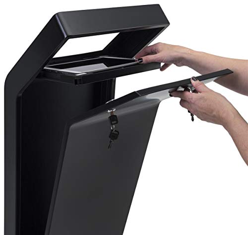 Image of Displays2go Locking Tablet Floor Stand, Steel Construction - Black (IPGRAND9BK)