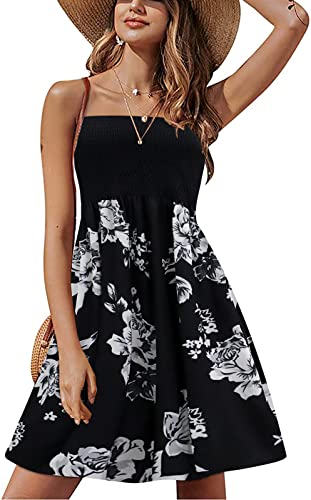 Image of Zyyfly Summer Strapless Dress for Women Tube Top Sundress Casual Beach Cover Ups
