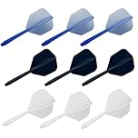 Vikrami lighting 9pcs Dart Flights and Shafts,Personalised one Piece Integrated Accessory Plastic Break Resistance 2-in-1 Combined Dart Flights and Stems Darts Flight and Shaft 2BA，3Black 3Blue 3White