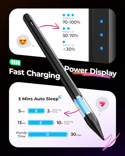Image of JAMJAKE iPad Pencil Stylus Pen for iPad 11th&10th Gen - 5X Faster Charge Compatible with (2018-2025) Apple iPad 6-11 Gen, iPad Air 3 /4 /5 /M2 /M3, iPad mini 5 /6, iPad Pro 11 inch /12.9 inch /M4 - Black