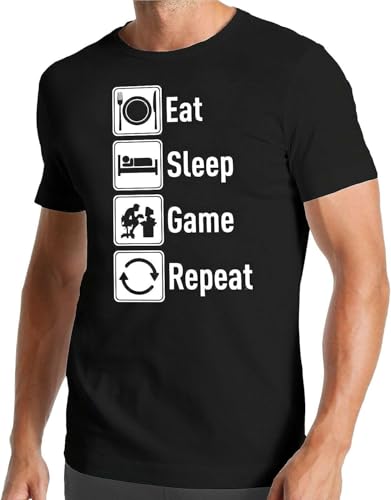 SSGTCKFM Eat Sleep Game Repeat T-Shirt Gaming PC Game Gamble PC