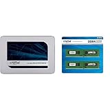 最安!Crucial SSD 500GB MX500 内蔵2.5インチ 7mm (9.5mmアダプター付) CT500MX500SSD1/JP + デスクトップPC用メモリ PC4-19200(DDR4-2400) 16GBx2枚