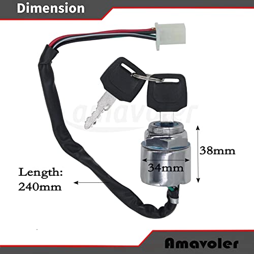 Image of 4 Wire 4 pin Ignition Key Switch Fit for Go Kart ATV Quad Dirt Bike Scooter Motorcycle. Perfect Replacement Accessories.