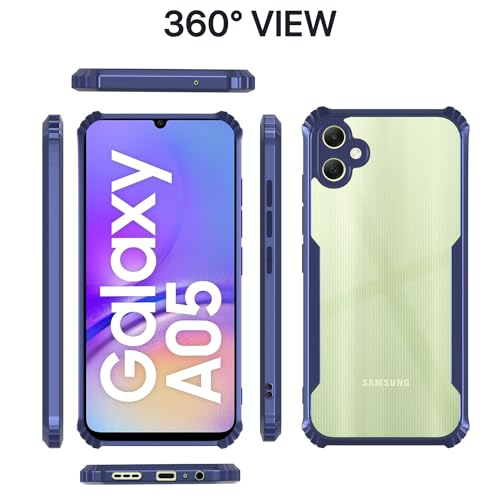Image of Pikkme Back Cover | Crystal Clear Transparent Back | Ultra Hyrbid | Full Camera Protection | Raised Edge | Bumper Back Case for Samsung Galaxy A05 / M05 / F05 (Blue)
