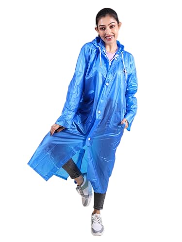Image of Rupa Rainsuit Women Waterproof PVC Raincoat with Hood & Carry Bag | Lightweight Rainwear for Women with Front Zip | Solid Color | Standard Length | Pack of 1