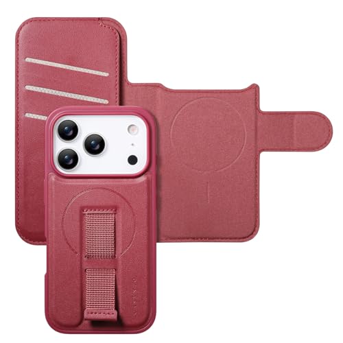 Étui antichoc iPhone 17 Pro Max pour éviter les chutes avec dragonne et support rouge