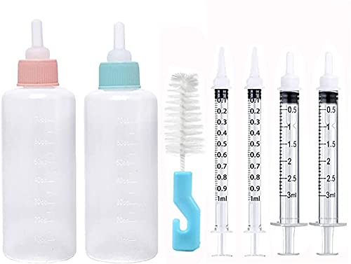 Cassielhouse Pet Feeding Bottle,Pet Nursing kit,pet Feeding Tool,Pet Syringe,Pet Puppy Bottles,Pet Pill Shooter Dispenser,Dog cat Kitten Feeding Bottle,Small Animal Silicone Nipples