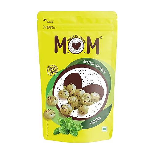 Image of MOM - Meal of the Moment, Roasted Pudina Makhana, 52g /65g - Gluten Free | Anti Oxidants | MSG Free | Zero Trans Fat | No added Preservatives and No artificial Flavours