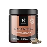 Maca Negra con L-Arginina, Ginkgo, Zinc y Vitamina B6 – Energía y Vitalidad | Mejora el Rendimiento Físico y Mental | 4 meses fórmula | NATNATURA