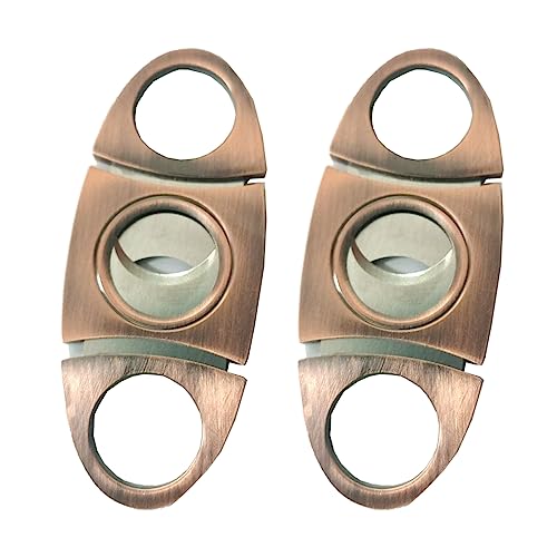 2 cortapuros de acero inoxidable de color bronce para la mayoría de puros, cortapuros, tijeras de doble filo