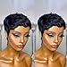 PangDongLai Premium Short Wigs for Black Women Pixie Cut Human Hair Wigs Natural Looking Short Layered Human Hair Wig with Bangs Glueless Wear and go Wig Natural Black Color
