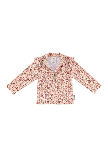 Sterntaler Badeshirt Langarm Blumen Print - UV-Schutz 50+ Schwimmshirt mit Stehkragen - Mädchen UV Shirt mit Frontreißverschluss und Kinnschutz - Baby Badebekleidung, Ecru, Größe 68