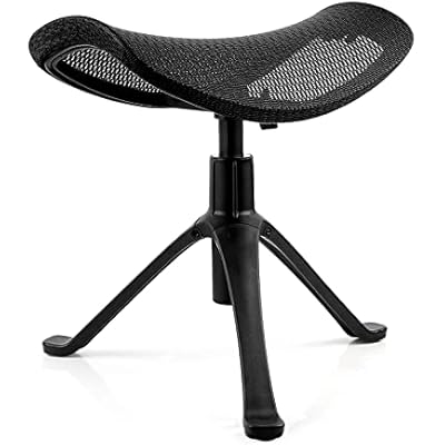 Lilithye Footrest for Desk Adjustable Height 2-in-1 Function Rotatable Ergonomic Under Desk Footrest Ottoman Stool Rolling Leg Rest for Home Office (Black)