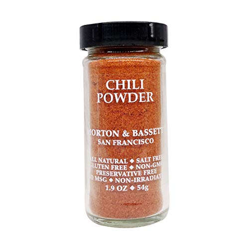 Morton & Bassett Chili Powder Seasoning, 1.9oz – Salt-Free, Non-GMO, Smoky & Bold Blend for Mexican & Tex-Mex