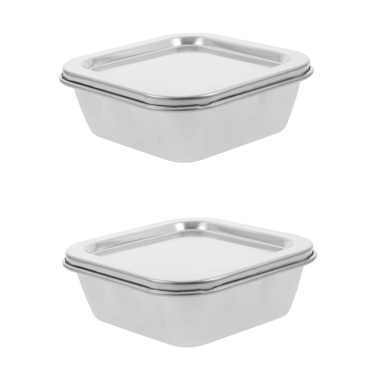 TOPBATHY 2pcs Stainless Steel Food Sample Container for School Canteen Meal Prep Storage Box Lid