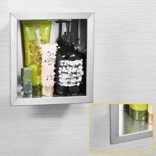Wbudowany prysznic ze stali nierdzewnej i metalowy uchwyt na papier toaletowy, srebrna szafka ścienna do przechowywania hotelu kuchni oszczędzająca miejsce design 18 x 20 x 8 cm (7 x 8 x 3 cale)