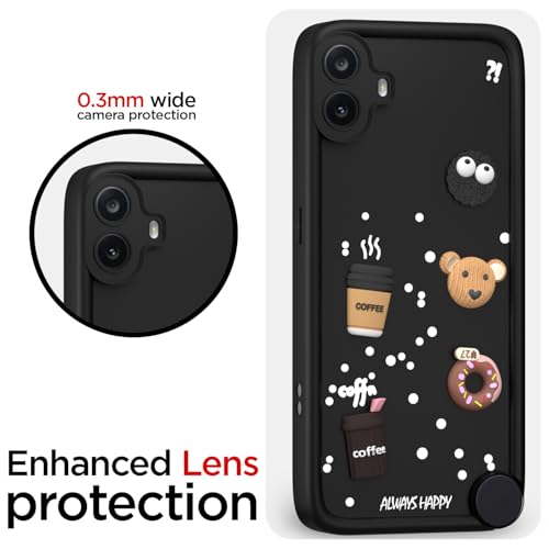 Image of Pikkme Back Cover for CMF by Nothing Phone 1 | Cute Fun Cartoon 3D Bear Silicone Full Body Protection Bumper Case (Black)