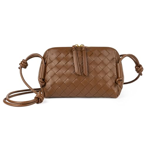 Joryin Woven Crossbody Purse for Women, Hand-Woven Leather Crossbody Bag Woven Shoulder Bag Vegan Leather Handbag
