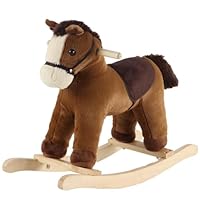 Rock My Baby Rocking Horse, Dark Brown Horse Rocker for Toddlers 18M+, Plush Ride on Horse Toy with Realistic Sound,Soft Stuffed Filling, CPC Certified