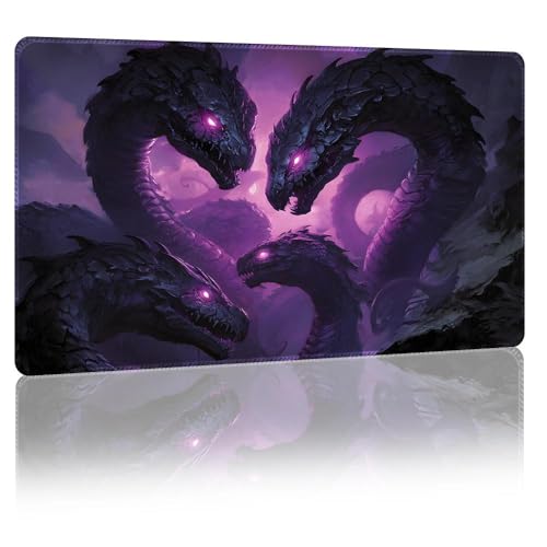 DUNQEO Tapis de jeu fantastique compatible avec MTG, TCG – Tapis de jeu 61 x 35,6 cm avec bords cousus pour jeux de cartes à collectionner, jeux de société et utilisation de bureau (hydravenom, pas de