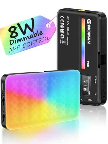 Image of Moman LED Camera Light, RGB Video Lights for Photography, App Wireless Control, 2500-9000K, CRI 95+, Long Battery Life, Portable Lighting Panel with Cold Shoe, Fits for Sony /Canon Black