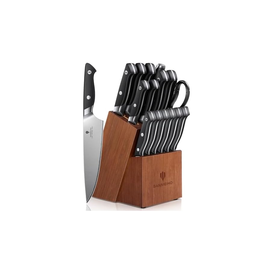 16-PCS-Knife-Set-with-Block-Japanese-Kitchen-Knife-Set-with-5-Layers-High-Carbon-9Cr18Mov-Stainless-Steel-Ultra-Sharp-Professional-Chef-Cooking-Knives-with-Ergonomic-Handle-Dishwasher-Safe 16 PCS Knife Set with Block, Japanese Kitchen Knife Set with 5 Layers High Carbon 9Cr18Mov Stainless Steel, Ultra-Sharp Professional Chef Cooking Knives with Ergonomic Handle, Dishwasher Safe