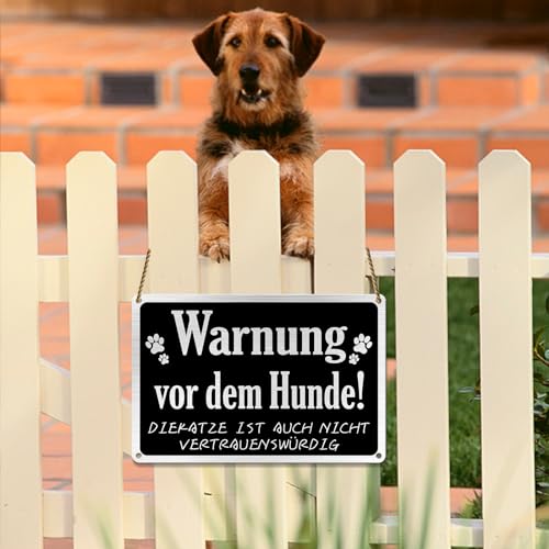 Goodvia Türschild Warnung vor dem Hunde Aluminium 30x20cm |A4 Vorsicht Hund Schild Lustig, Vorsicht vor der Katze