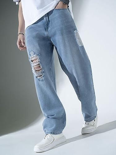 Image of Hubberholme Men's Knee Distressed Loose Fit Jeans
