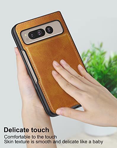 Image of Foluu Pixel Fold 2023 Case, Slim Leather + Hard PC Shell, Yellow